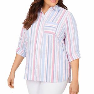 NWT Foxcroft NYC Millie Seersucker Striped Shirt